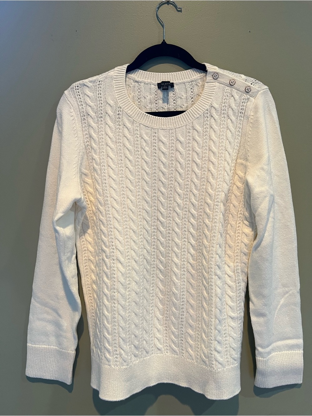 TalbotsWomen's Cream Cable-Knit Button-Shoulder Sweater